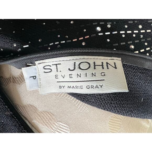 St John Evening Embellished Mock Neck Knit Sweater Petite Small - Picture 8 of 10